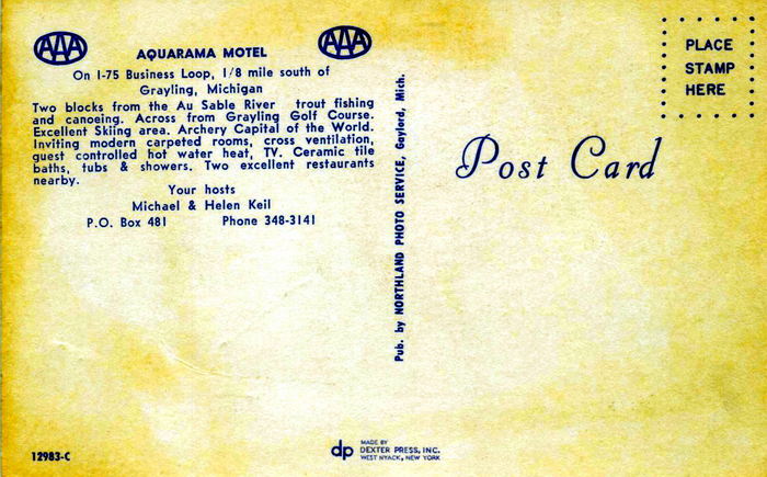 Aquarama Motel - Old Post Card (newer photo)